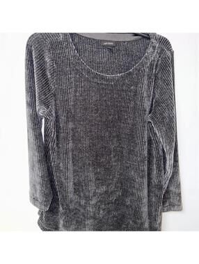 J. Jill Women's Grey velvet burnout sweater sz large petite goth comfort grunge
